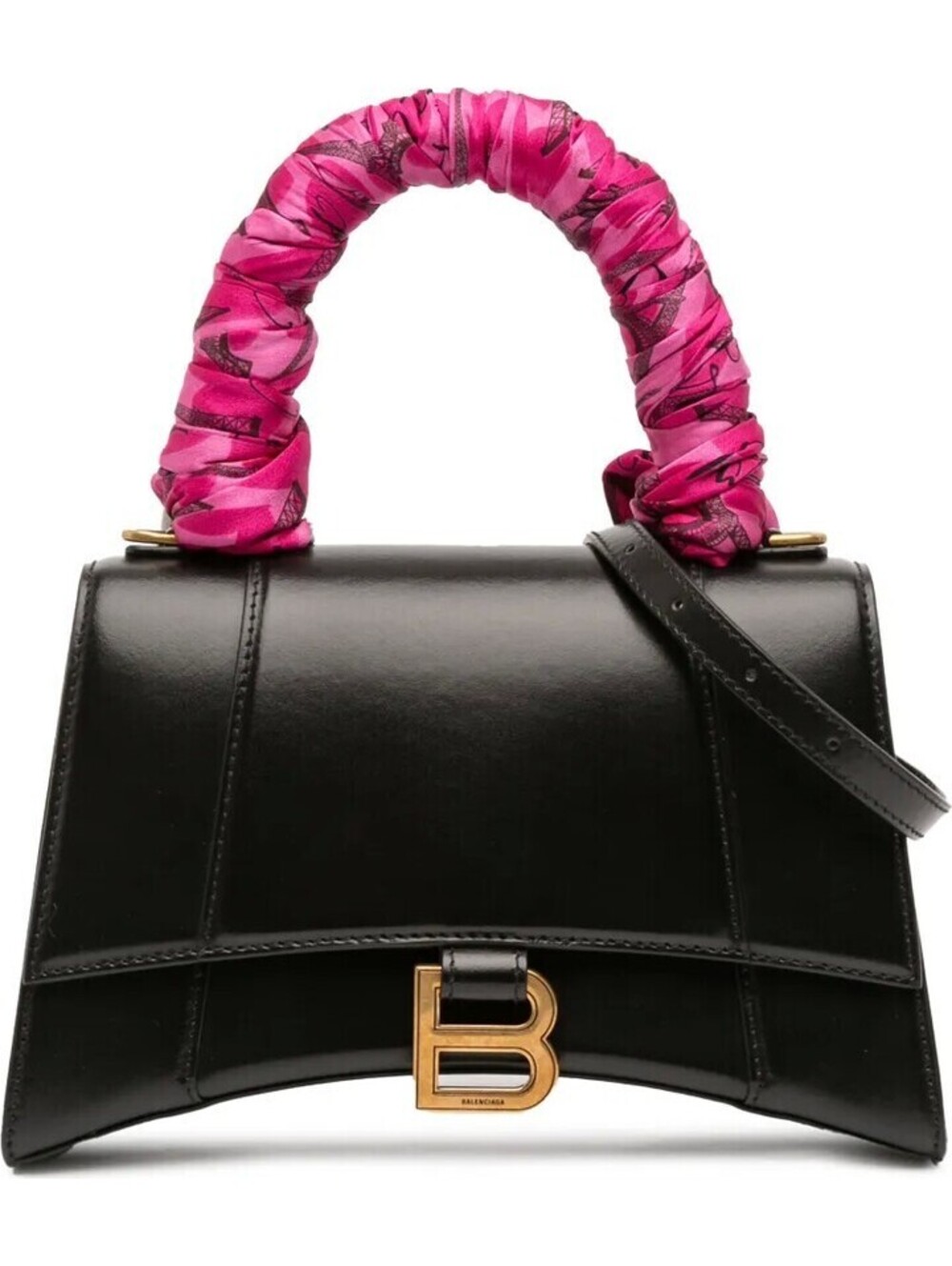NWT Balenciaga Hourglass Top Handle Silk Scarf Bag Clutch Crossbody BB Paris